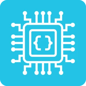 Icon eines Mikrochips mit geschweiften Klammern für CRM-Systeme