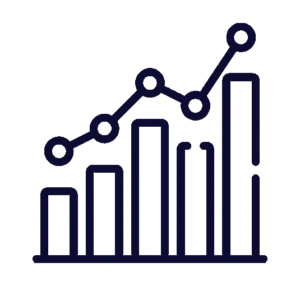 Icon eines ansteigenden Balkendiagramms für Controlling und Analytics
