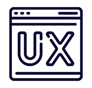 Icon Browserfenster mit UX-Beschriftung für Web-Design und Lead-Generierung